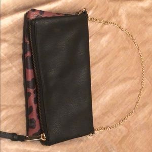 Reversible leopard/black purse